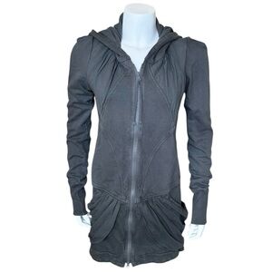 Prairie Underground Guinevere Zip Hoodie S Long Pockets Organic Cotton Olive